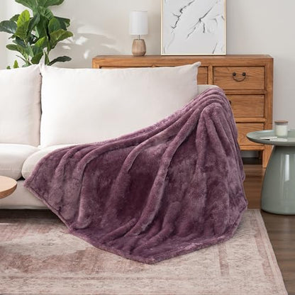 Berkshire Blanket Classic Extra-Fluffy™ Plush Throw Blanket, Soft Fuzzy Fluffy Long Hair Throw Blanket for Couch Sofa Bed, Plum Smoke, 50x60 Inches - color: Plum Smoke, size: Throw/Throw XL
