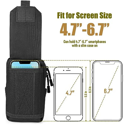 SOWHUP Tactical Molle Pouch Cell Phone Pouch Holster Small Utility EDC Pouch Gadget Organizer Bag - color: Black-D