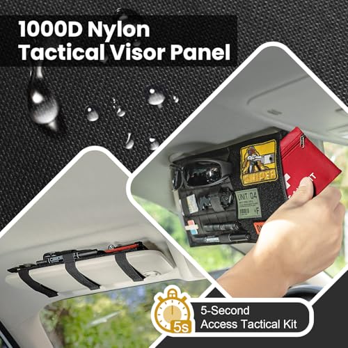 ONETIGRIS Molle Visor Panel Organizer, Molle Panel Tactical Car Sun Visor Cover Vehicle Visor Storage Holder Pouch Molle Webbing with Hook-and-Loop Straps for Cars, Trucks, Suvs (B) - style: B