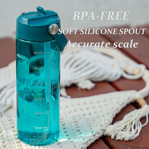 GOPPUS 20oz Clear Water Bottle with Flip Straw, Lightweight, Leakproof, Easy Carry and BPA-Free, Tritan Water Bottlefor Sport, Travel, Outside (Green) - color: Green, size: 20 Ounces