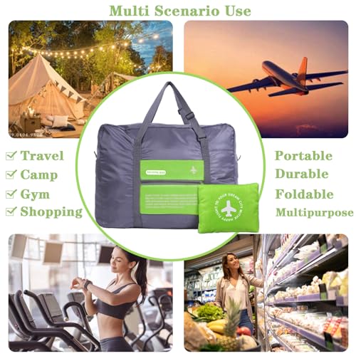 Travel Bag 2PCS Spirit Airlines Personal Item Bag 18x14x8 Foldable Travel Duffel Bag Tote Carry on Luggage Duffle Overnight for Women and Men(Green+Blue) - color: Green+Blue