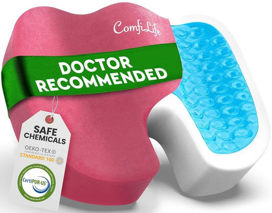 ComfiLife Premium Gel & Memory Foam Seat Cushion – Doctor Recommended Office Chair Cushion, Car Seat Cushion – Chair Cushions for Back & Sciatica Pain Relief – Seat Cushions for Office & Desk (Pink) - color: Pink, size: Large