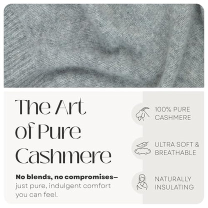 Velanio Cashmere 100% Cashmere Knitted Wrap Pashmina Shawl Extra Large Scarf Stole for Women Travel - color: Light Grey
