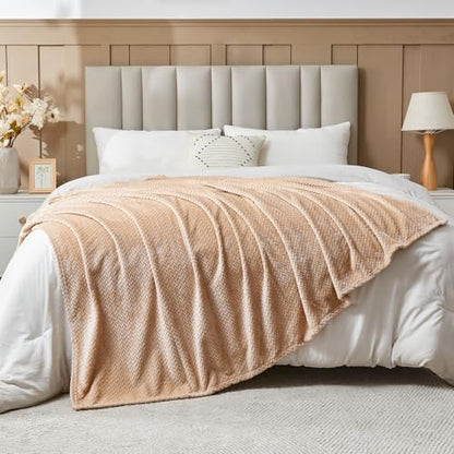 NEWCOSPLAY Super Soft Throw Blanket Brown Premium Silky Flannel Fleece Leaves Pattern Lightweight Bed Blanket All Season Use (Brown, Throw(50"x60")) - color: Brown, size: Throw(50"x60")
