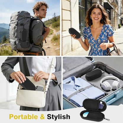 MoKo Double Eyeglass Case, Hard Shell Dual Glasses Case, Travel Sunglass Organizer with Zipper, Eyeglasses Storage Box - color: Black-oval