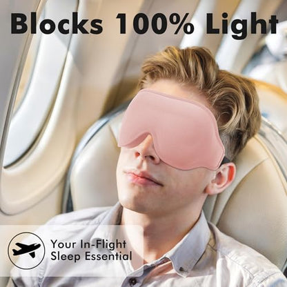 Sleep Eye Mask for Men Women, Weighted Sleeping Mask for Side Sleeper, Travel Blackout Night Blindfold Eye Shade Cover with Adjustable Strap (Blush) - color: Blush