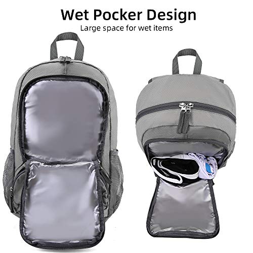FENGDONG 35L Lightweight Foldable Waterproof Packable Travel Small Hiking Backpack Daypack for men women - color: A4-grey-upgrade