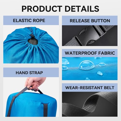 Compression Stuff Sack, Sleeping Bag Stuff Sack - Blue 16L/20L/29L Water Resistant Ultralight Lightweight Nylon Space Saving Storage Sack for Camping Hiking Travel Outdoor Backpacking - color: M-Blue