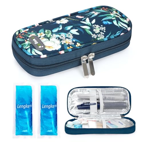 YOUSHARES Insulin Cooler Travel Case - Portable Refrigerated Medicine Case for Insulin Pen, Medication and Diabetic Supplies with 2 TSA Approved Ice Pack - color: Camellia Blue