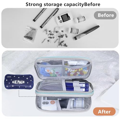 suzamed Insulin Cooler Travel Case, Double Layer Medicine Kit Diabetes Travel Case, Portable Medicine Organizer with 2Pack 150g Ice Pack TSA Approved for Insulin Pens Diabetic Supplies (Green) - color: Green