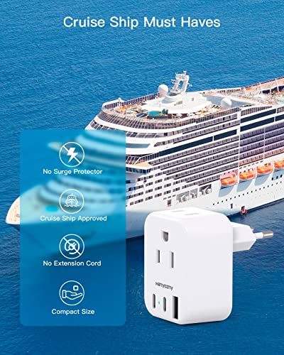 European Travel Plug Adapter USB C, HANYCONY International Plug Adapter, US to Europe Adapter Plug 2 Outlets 3 USB Ports(2 C Port), Type C Power Adapter to Italy Spain France Portugal Iceland Germany - style: Type C - Most of Europe