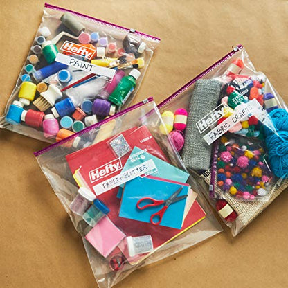 Hefty Slider Jumbo Storage Bags, 12 Count, 2.5 Gallon Extra Large Storage Bags for Bulk Leftovers, Travel Clothes, Shoes, Office Supplies, and More, Writable Label, Secure Zip and Click Closure - size: 12 Count (Pack of 1)