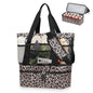 WOOMADA Beach Tote Bag With Cooler, Large Mesh Beach Bags for Women with Wet Pocket, Pool, Swim, Travel Essentials - color: Brown Leopard