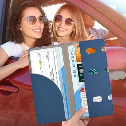 RSAquar Car Registration and Insurance Holder, Vehicle Glove Box Organizer Cool Car Accessories, Car Document Holder for Cards, Driver License & Essential Document, JD-Blue - color: JD-Blue