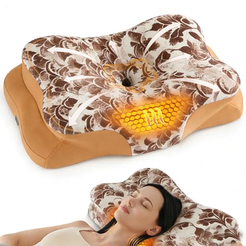 Cervical Neck Pillow with Heating - color: Hyb-ds-brown