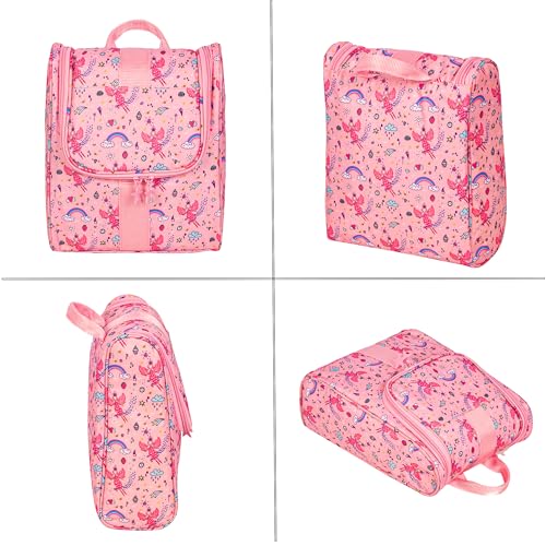 Remobia Hicol Cute Cartoon Hanging Kids Toiletry Bag Children Travel Cosmetic Makeup Organizer Wash Bag Shower bag Over Night Bag Camping Shaving Kit Bag for Boys & Girls(Fairy) - color: Fairy