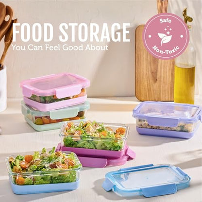 Ello Duraglass Refresh 3.4 Cup Meal Prep Sets 10Pc, 5 Pack Set- Glass Food Storage Container with Silicone Boot and Airtight BPA-Free Plastic Lids, Dishwasher, Microwave and Freezer Safe,Dusk Delight - color: Dusk Delight