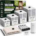 Vacuum Bags for Travel with Rechargeable Air Pump, 20 Pack Combo Size Compression Packing Bags for Luggage and Suitcase, Space Saver Vacuum Storage Bags for Clothes, Bedding, Blankets and Moving