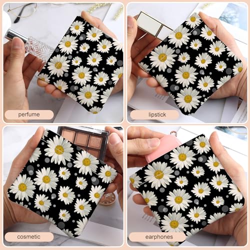 2Pcs PU Leather Small Squeeze Coin Purse Pouch Mini coin Bag Unique And Cute Wallet Cosmetic Bags Change Bag For Women Girls Men Daisy Print - color: Daisy Print
