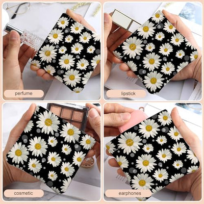 2Pcs PU Leather Small Squeeze Coin Purse Pouch Mini coin Bag Unique And Cute Wallet Cosmetic Bags Change Bag For Women Girls Men Daisy Print - color: Daisy Print