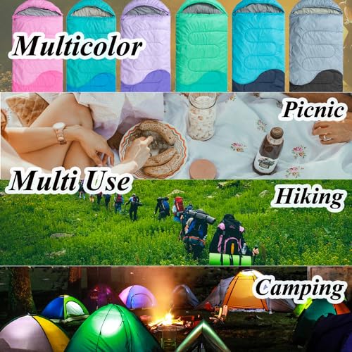 Sleeping Bag - 3 Seasons for Adults Kids Boys Girls Camping Hiking - Warm Cold Weather Lightweight Portable with Compression Bag for Backpacking in Spring, Summer, Fall and Winter - color: 4 lbs-Purple