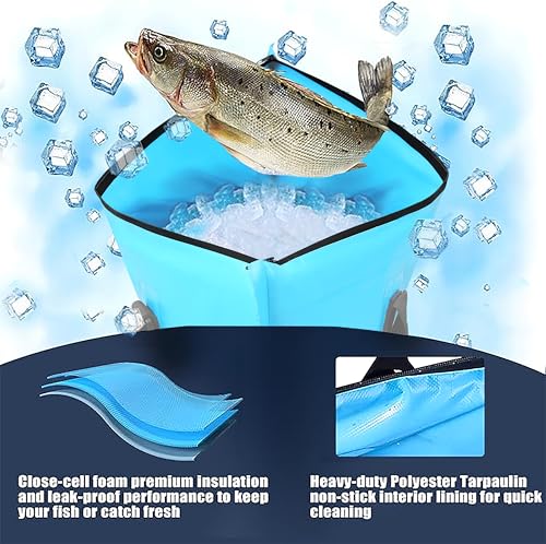 MORXPLOR Insulated Fish Cooler Bag for Fishing 41x17 47x17In 50x20In 60x24 72x30 80X40 Inches,Large Insulated Fish Kill Bag,Fishing Catch Bag Cooler with Water-resistant Zipper - color: 41 inches blue