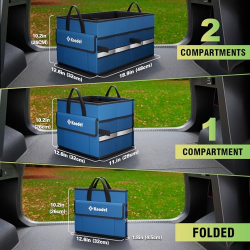 K KNODEL Car Trunk Organizer, Collapsible Car Trunk Storage Organizer, Car Organizer and Storage for SUV, Truck, Sedan (Small, Blue) - color: Blue, size: Small-No Lid