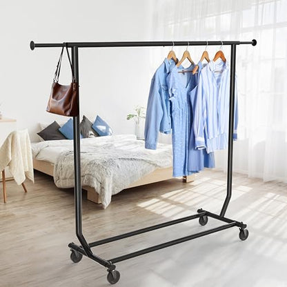 Simple Houseware Supreme Commercial Grade Clothing Garment Rack, Holds Up to 250 lbs, 50 to 75 Inches Extendable Rod, Black - color: Black, size: Commercial Grade