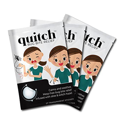 quitch Bug Bite Patches 3x27ct, Natural Itch Relief Stickers for Kids & Baby, Anti-Itch Cream Alternative, Mosquito bite Treatment, Summer Travel & Camp Essentials, Soothing After bite Patches - size: 81 Count (Pack of 1)