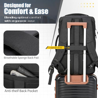 42L Travel Backpack with 4 Packing Cubes, TSA Friendly Flight Approved Carry-On Bag, Water-Resistant Weekender Business Backpack for Men Women, Fits 17.3" Laptop - color: Black
