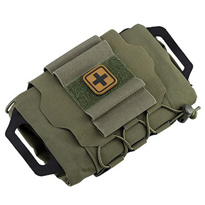SABADO Rapid/Quick Deploy First Aid Kit Pack Tactical IFAK Pouch Two-Piece System Med Roll Carrier Hypalon Handle Outdoor Sport Hunting Bag - color: Ranger Green-87