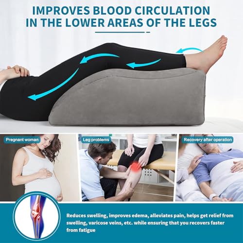 Leg Elevation- Pillows for After Surgery, Inflatable Wedge Pillows for Sleeping, Swelling, Circulation, Bolster Pillow Pain Reliefs for Legs Back for Pregnant, Surgery and Injury(grey,Size:as shown)