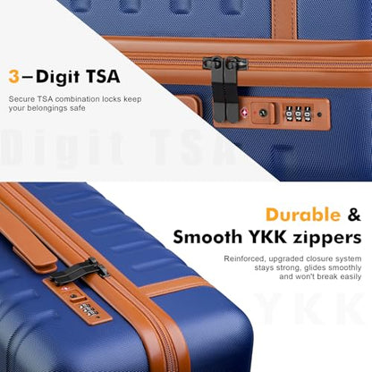 Luggage Sets 3 Piece with Spinner Wheels, Lightweight PC Hardside Suitcase with TSA Lock & YKK Zippers, 20 Inch Carry On Luggage with Travel Bag for Men and Women, Blue - color: Blue, size: 3 Piece Set (20inch)
