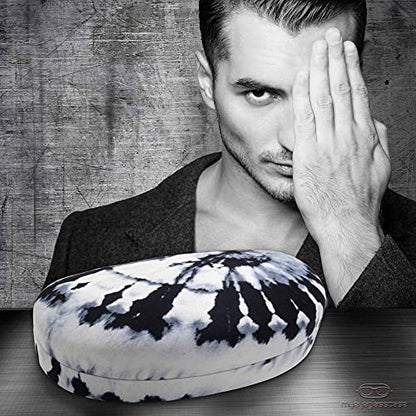 MyEyeglassCase Hard Sunglasses case - Women Glasses Case Holder - Large Durable Eyeglass Case Hard Shell with Pouch & Cloth - color: Tie Dye White Black