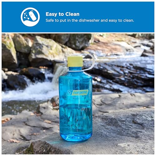 Nalgene 32 oz Narrow Mouth Water Bottle | BPA-Free, Durable & Leak Proof, Lightweight for Hiking & Gym – Thrill & Motion, Blue Atoll w/Endive - color: Blue Atoll w/Endive, size: 32 Ounces