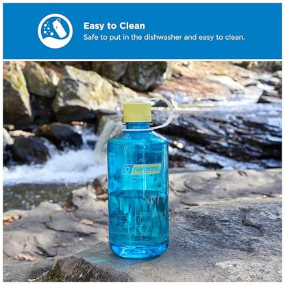 Nalgene 32 oz Narrow Mouth Water Bottle | BPA-Free, Durable & Leak Proof, Lightweight for Hiking & Gym – Thrill & Motion, Blue Atoll w/Endive - color: Blue Atoll w/Endive, size: 32 Ounces