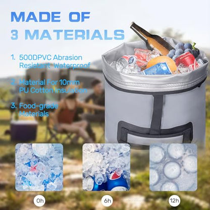 48cans Large Cooler Backpack Insulated Waterproof for Men Women Insulated Backpack Cooler Leak Proof Waterproof for 12 Hours Cooling for Camping Picnic Hiking Beach Travel Kayaking - color: Gray