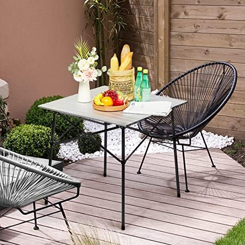 Portal Lightweight Aluminum Folding Square Table Roll Up Top 4 People Compact Table with Carry Bag for Camping, Picnic, Backyards, BBQ, Silver - color: Silver