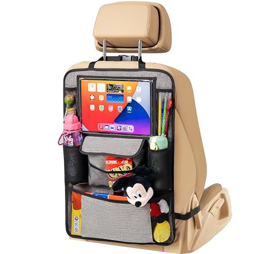 Helteko Car Seat Organizer, Ultra Version Kids Backseat Car Organizers and Storage, Waterproof Back Seat Protector Kick Mats with Tablet Holder 12" Car Accessories Interior, Gray, 1 Pack - color: Gray, size: 1 Pack