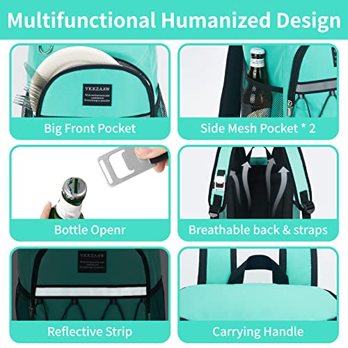 Backpack Cooler Backpack 26 Cans Insulated Leak Proof for Women Men Beach Camping Picnic Fishing Hiking Lunch Backpack Waterproof Cooler - color: Teal, size: Medium