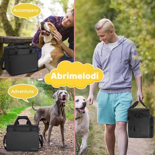6 Set Dog Travel Bag, Large Pet Travel Kit for Supplies Includes 2 Food Containers, 1 Pet Organizer for Dogs, 2 Collapsible Bowls, 1 Treat Pouch, Dog Weekend Overnight Bag Luggage, Black - color: Black