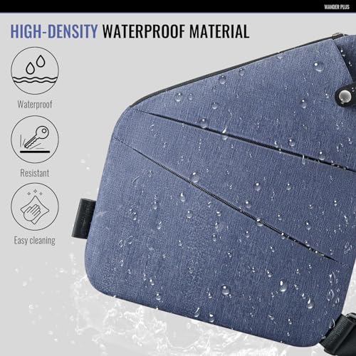 WANDER PLUS® Anti Theft Crossbody Bag, Shoulder Bag Anti-theft Design for Travel, Sport, Work - color: Blue