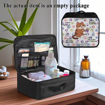 CugasmaruEmpty First Aid Bag Cartoon Cat Medical Bag Empty Large Capacity for Home Office and Travel Use Lightweight Washable Soft Fabric Organizational Pouch for Emergencies - color: Cartoon Cat