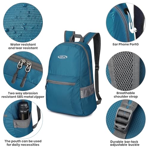 G4Free 20L Lightweight Packable Backpack Travel Hiking Daypack Foldable Backpack for Men Women - color: Medium Blue