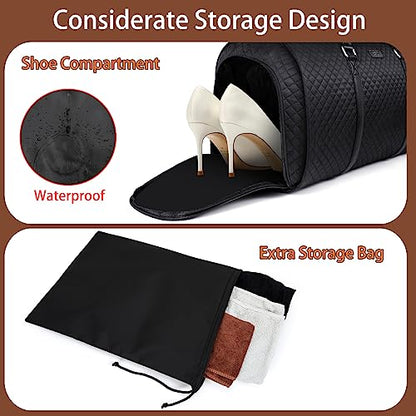 Convertible 2-in-1 Garment Bags for Travel, Carry On Garment Duffle Bag With Shoe Compartment Large Weekender Bag for Women Men Hanging Suitcase Suit Travel Duffel Overnight Bags 4pcs Set - color: C-black Diamond