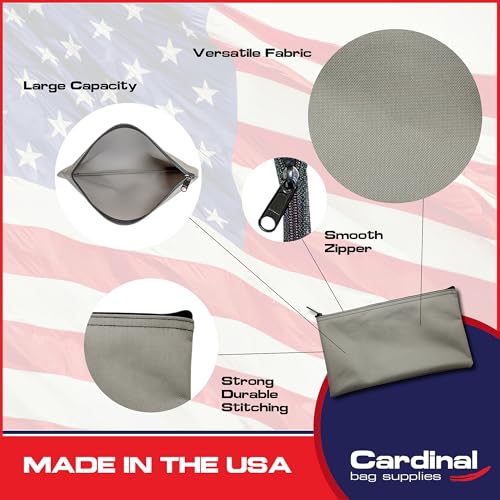 Multipack of 2 Compact Zipper Cloth Pouches, Zipper Bag, Travel Toiletry, Cosmetics, Stationary Case, 11 x 6 inches (Gray) - color: Gray
