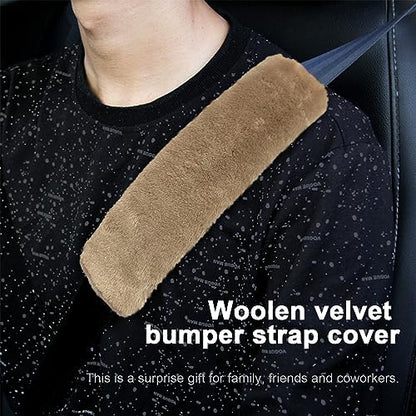 Ziciner 2 Packs Car Seatbelt Covers Shoulder Pad, Universal Soft Faux Sheepskin Shoulder Cover for Comfortable Driving, Fluffy Seat Belt Protector Help to Protect Your Neck and Shoulder (Light Brown) - color: Light Brown