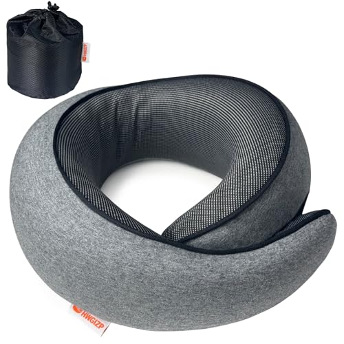 Travel Pillow | High-Density Memory Foam Pillow with 360° Surround Support. Ergonomically Designed. Ideal for Airplane Travel and Home Use. - color: Dark Gray