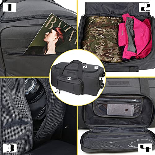 Greencity Duffel Bag Wheels Rolling Deployment Wheeled Military Suitcase Heavy-Duty Extra large deployment bag Capacity 32 Inch，Grey - color: Grey