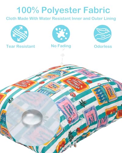 ALVABABY 2pcs Cloth Diaper Wet Dry Bags Waterproof Reusable with Two Zippered Pockets Travel Beach Pool Daycare Soiled Baby Items Yoga Gym Bag for Swimsuits or Wet Clothes 2LM22 - color: Stamps about fish and fruits